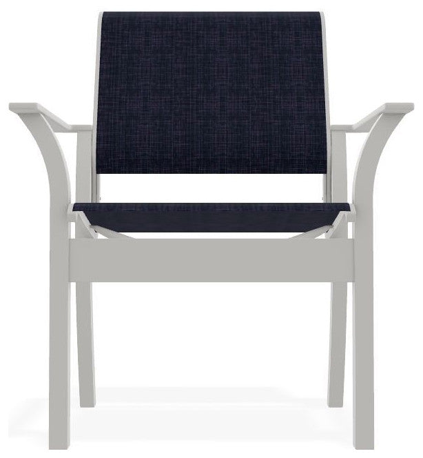 Leeward Sling Stackable Outdoor Dining Chair, Moments Navy/Snow