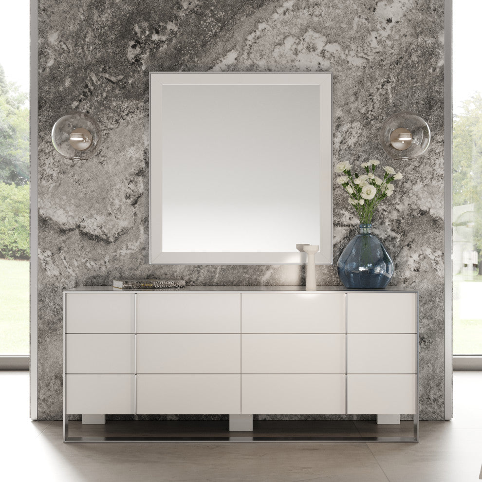 Modrest Cartier Modern White + Stainless Steel Mirror