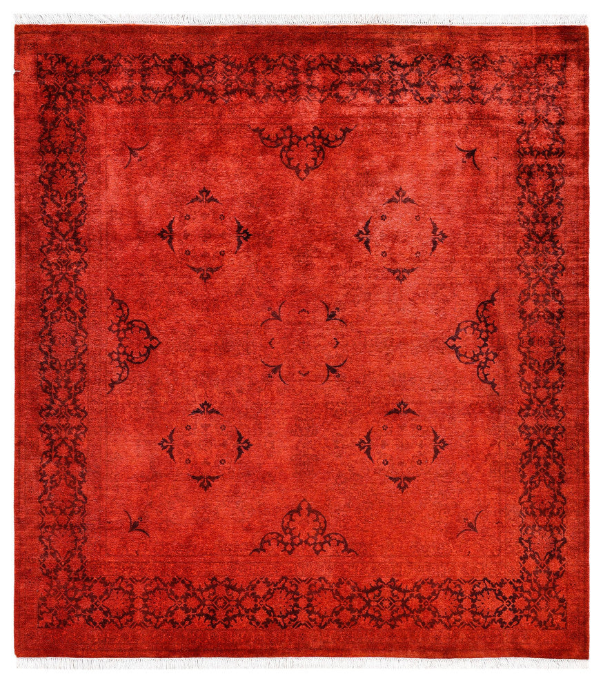 Overdyed One-of-a-Kind Hand-Knotted Area Rug Orange, 6' 3" x 6' 10"