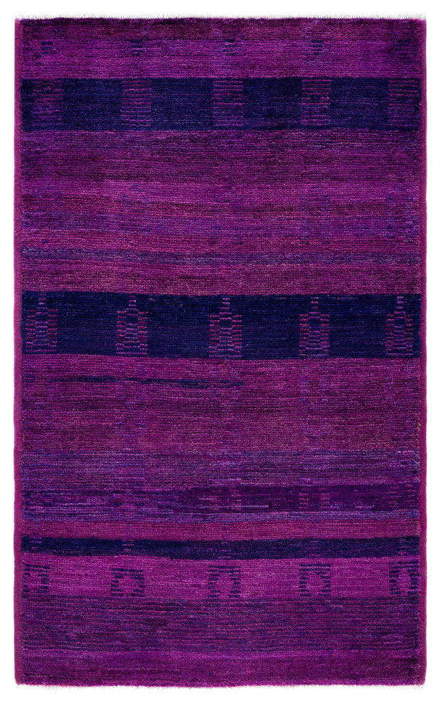 Overdyed One-of-a-Kind Hand-Knotted Area Rug Purple, 3' 9" x 6' 1"
