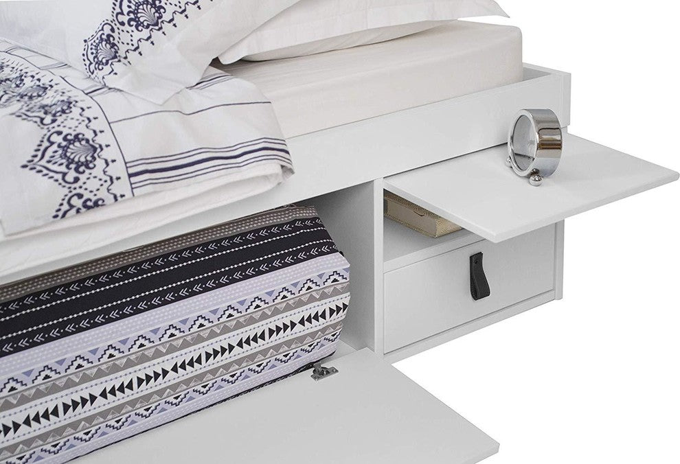 Memomad Bali Storage Platform Bed with Drawers (King Size, Off White)