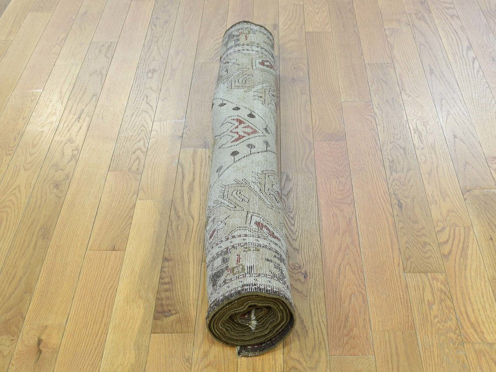 Consigned 3'8"x15' Handmade  Caucasian Karabakh Pure Wool Wide Runner Rug