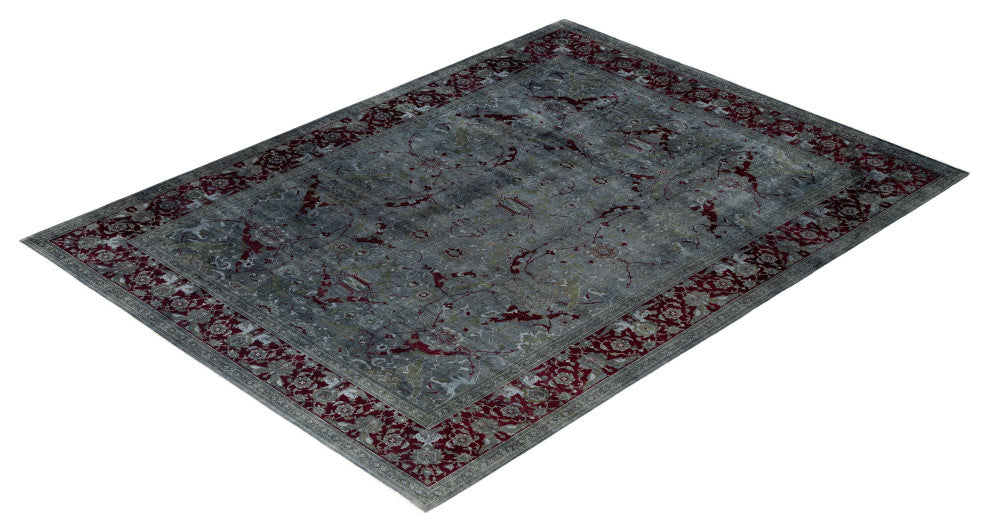 Overdyed One-of-a-Kind Hand-Knotted Area Rug Gray, 9' 3" x 12' 2"