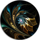 Designart 'Brown Blue Fractal Flower in Black' Abstract Disc Metal Wall art, Dis