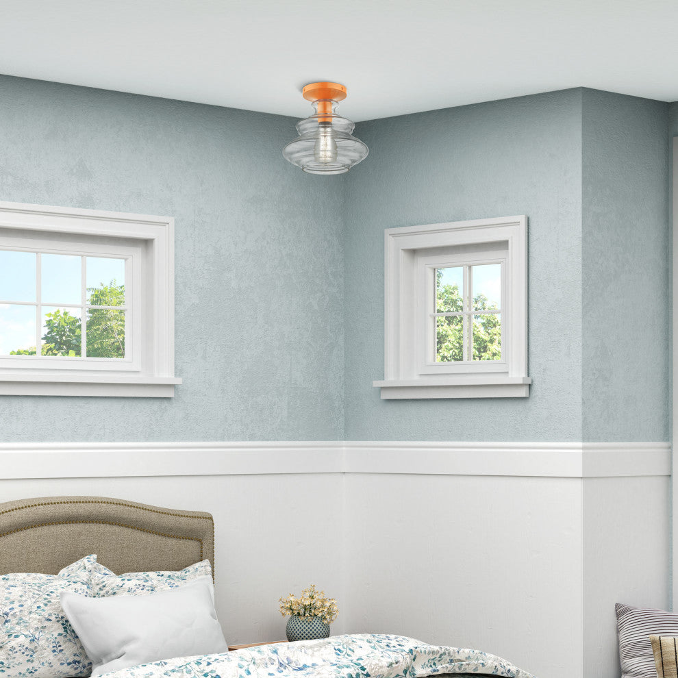 1 Light Shiny Orange Semi-Flush