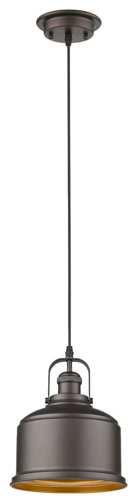 Ironclad 1-Light Rubbed Bronze Ceiling Mini Pendant 8"