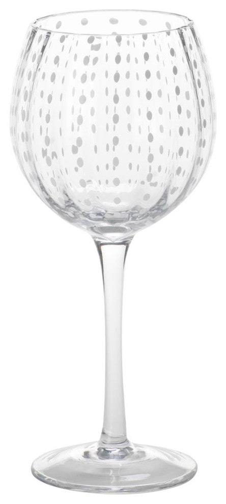 White Dots Wine Glasses, Set of 6, White