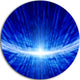 Glowing Blue Lines, Abstract Digital Art Round Wall Art, 38"