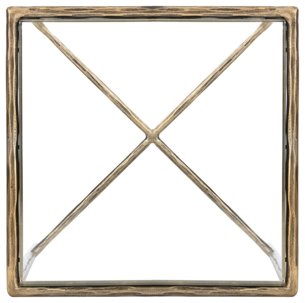 Safavieh Couture Jessa Forged Metal Square End Table, Brass