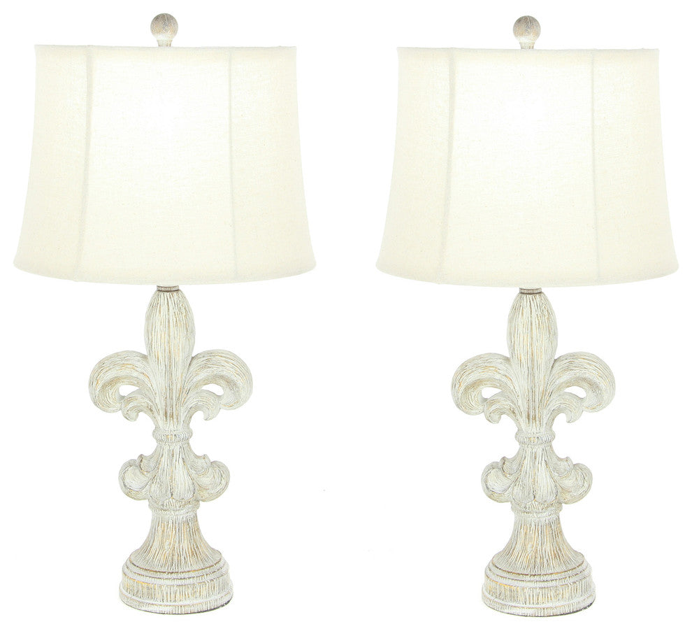 Urban Designs Fleur-De-Lis 28-Inch Heavily Distressed 2-Piece Table Lamp Set
