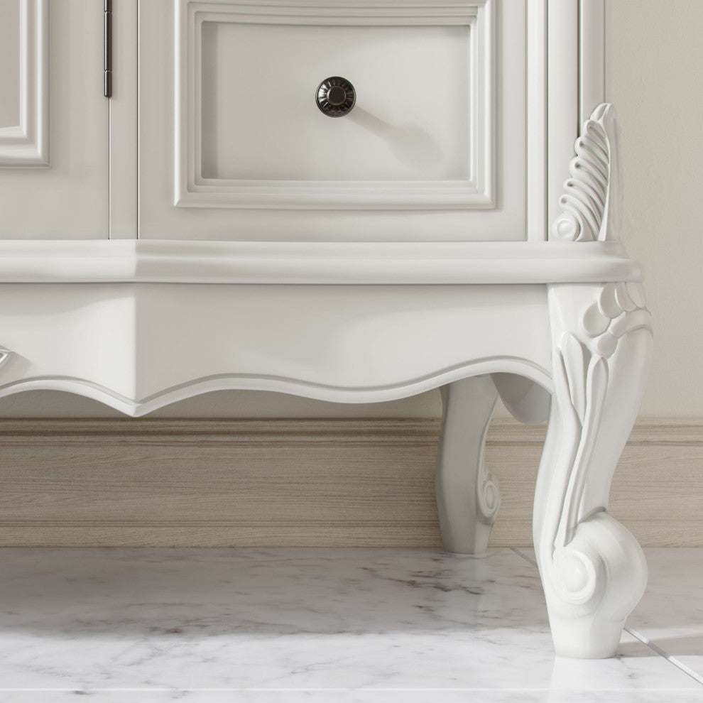 Antique White Traditional Style Single Sink Beckham Bathroom Vanity, White, 42", Single Sink, With Mirror, Freestanding