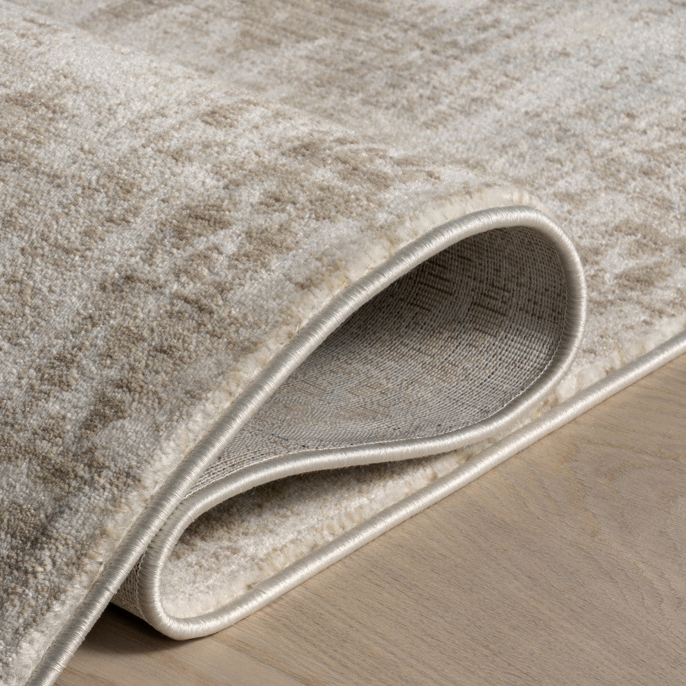 Saturdays Geometric Fringed Area Rug, Light Beige 9' x 12'