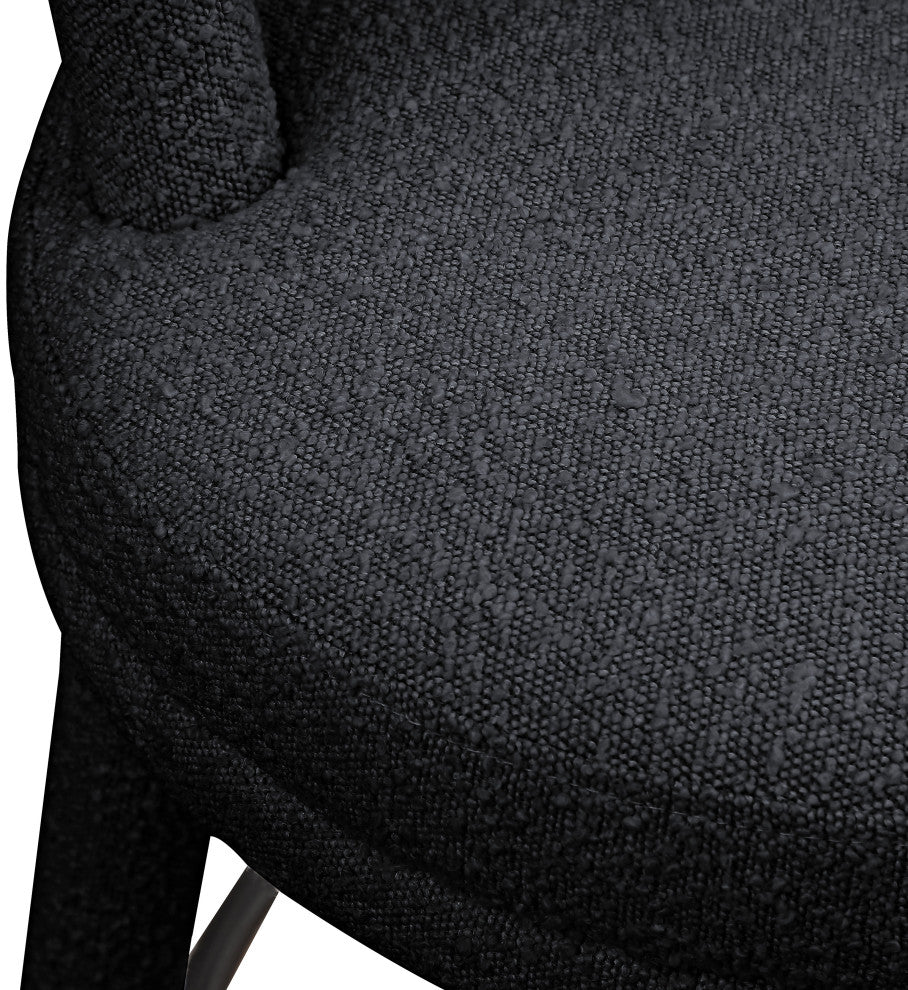 Parlor Black Boucle Fabric Stool, Set of 2, Black