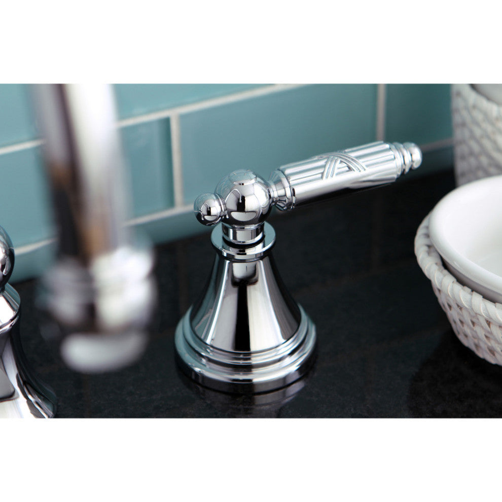 Fauceture Widespread Bathroom Faucet With Brass Pop-Up, Polished Chrome