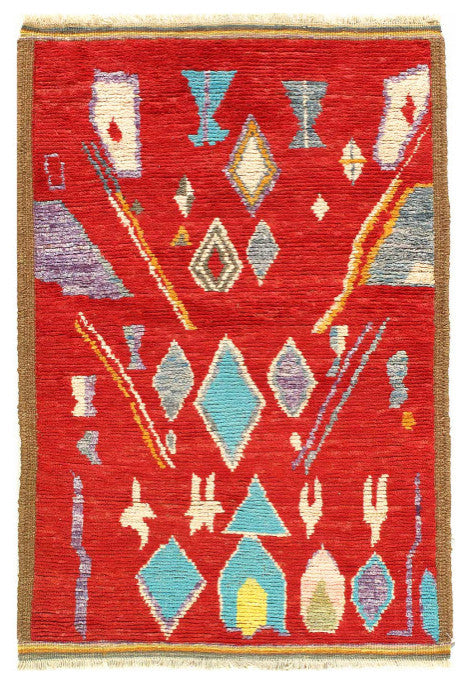 Fine Hand Knotted Moroccan Rug 3'4"x5'