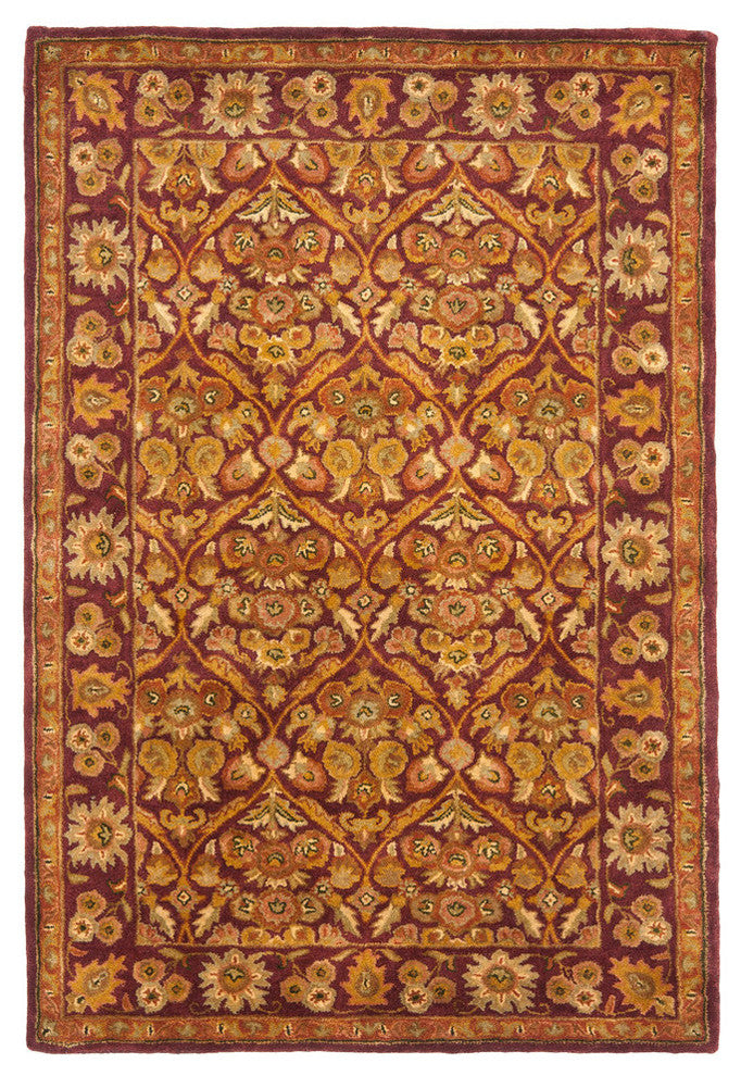 Safavieh Antiquity Collection AT51 Rug, Wine/Gold, 4'x6'
