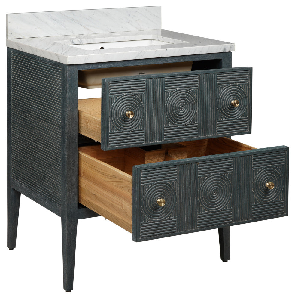 Santos 28" Vintage Navy Vanity with Rectangular Undermount Sink