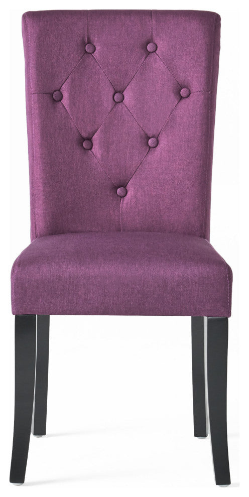 GDF Studio Nasima Fabric Dining Chair, Set of 2, Deep Purple