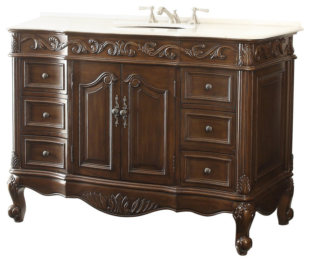 48" White Top Classic Design Beckham Bathroom Vanity