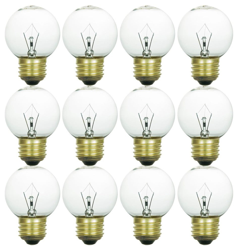Sunlite Incandescent 40 Watt G16 Globe 350 Lumens Clear Light Bulb, 12 Pack