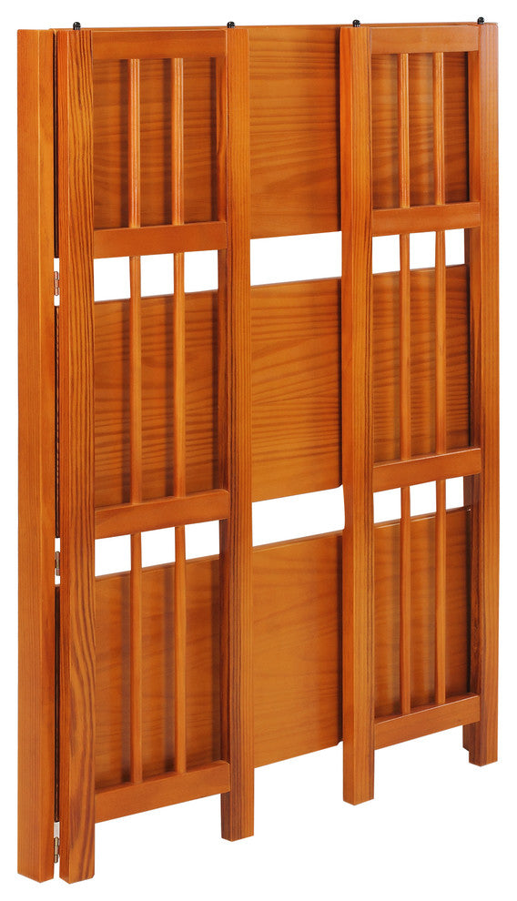 3 Shelf Folding Bookcase, Honey Oak, Large, 3 Shelf