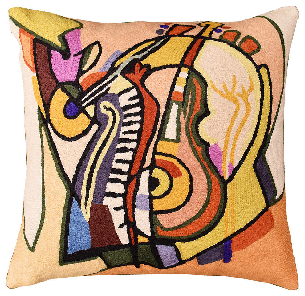 Music is my Life by Alfred Gockel Accent Pillow Cover Handmade Wool 18x18"