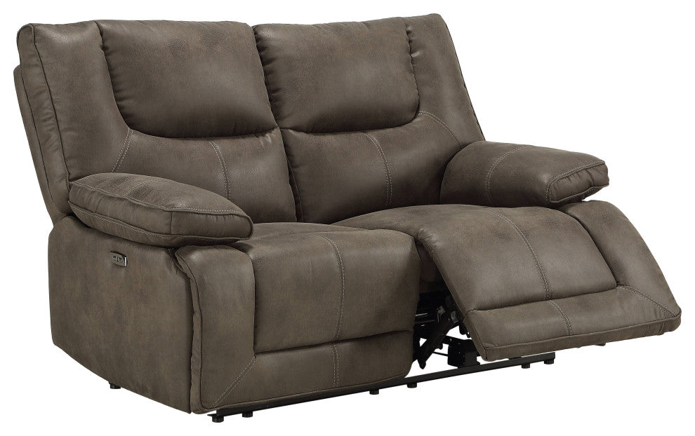 ACME Harumi Loveseat, Power Motion, Gray Leather-Aire