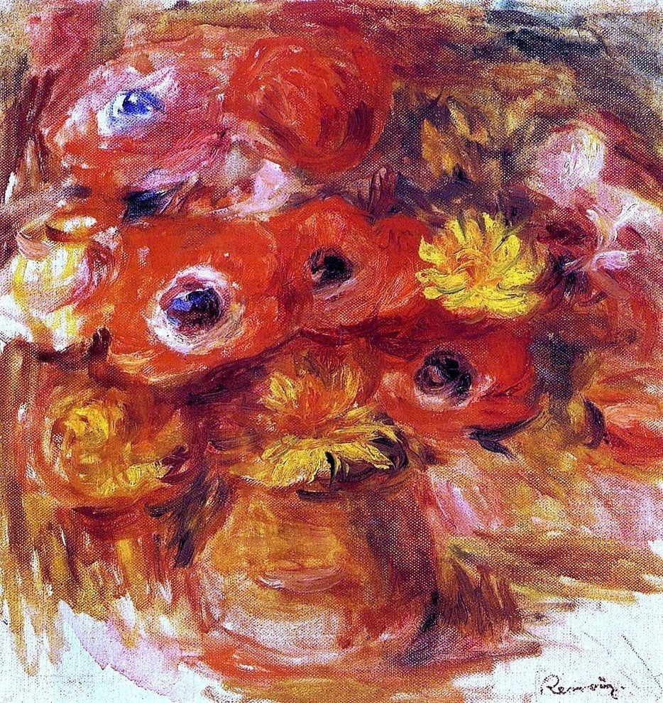 Pierre Auguste Renoir Vase of Anemones 20" x 20" Premium Canvas Print