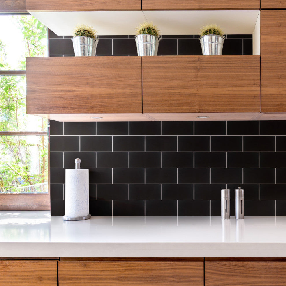 Projectos Matte Ceramic Floor and Wall Tile, Black