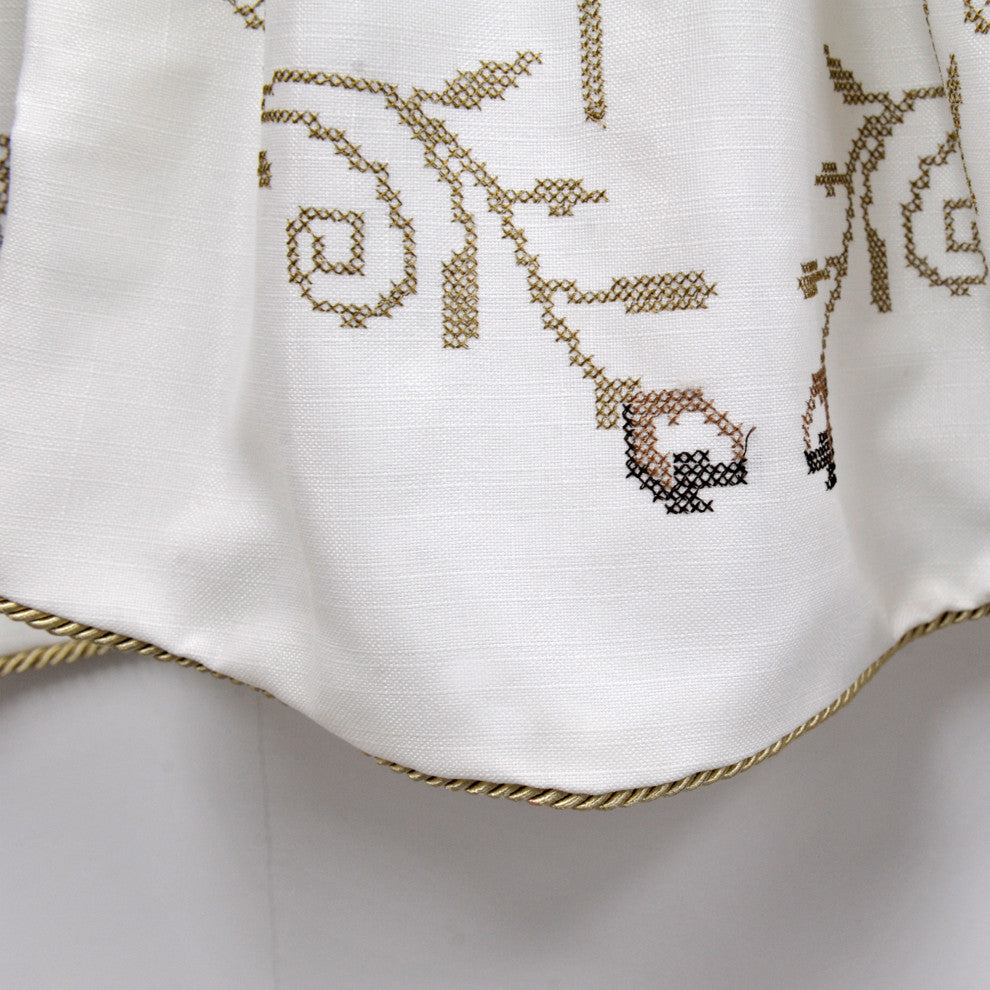 Rose Embroidery Window Curtain Valance, Taupe, 19" X 60"