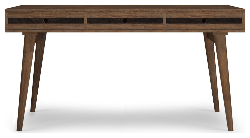 Clarkson Solid Acacia Wood Desk, Rustic Natural Aged Brown