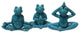Ceramic Figurines, 3-Piece Set, Gloss Blue