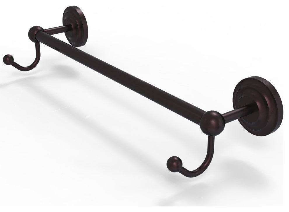 Prestige Que New 24" Towel Bar with Integrated Hooks, Antique Bronze