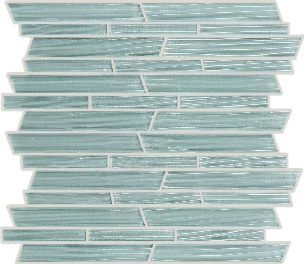 11.7"x11.7" Random Linear Crystal Glass Mosaic, Set Of 4, Sweet Pea River