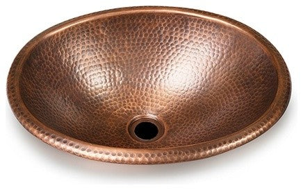 Hammered Copper Oval Bathroom Sink