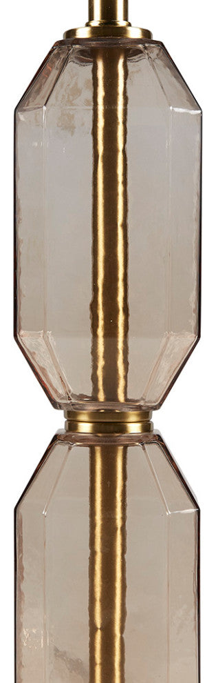 510 Design Zirconia Faceted Green Glass Table Lamp, Nightstand Light, Brown