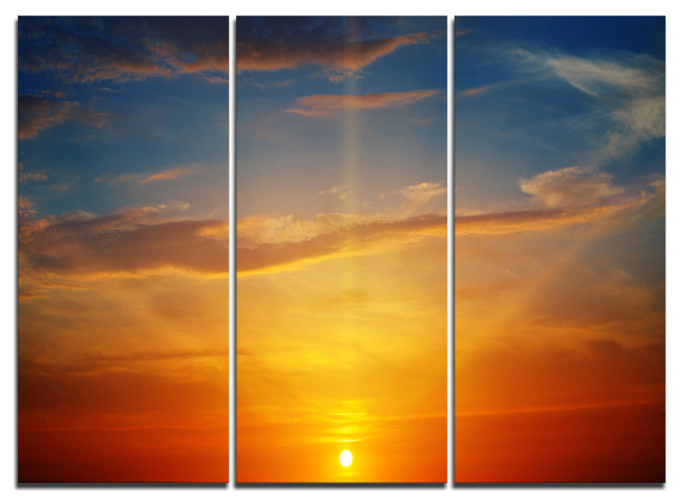 "Sunlight in Sky Above Horizon" Metal Wall Art, 3 Panels, 36"x28"