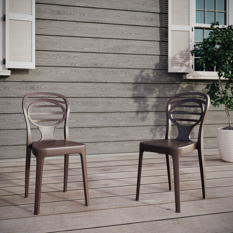 Kova Resin Patio Chair Set of Two, Brown