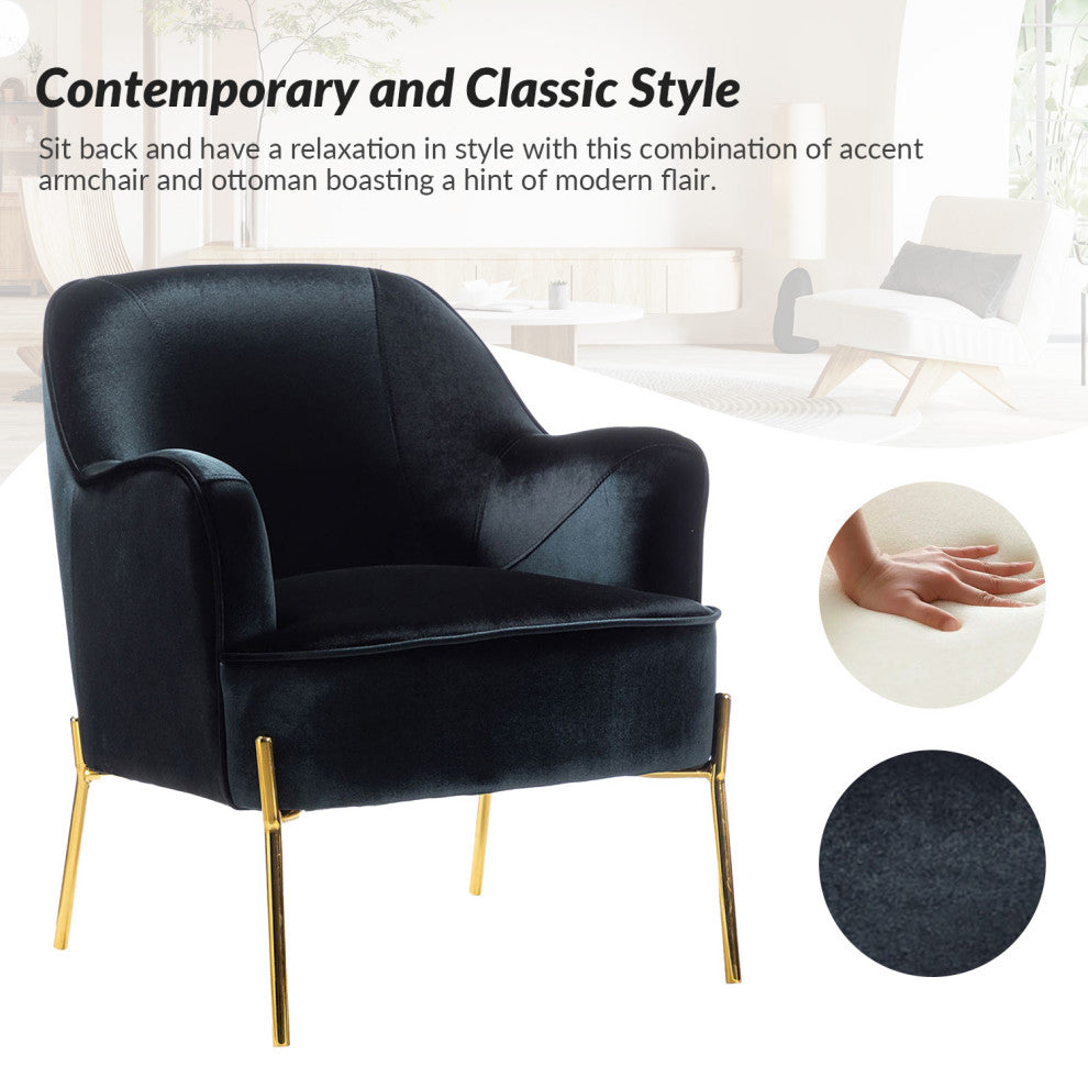 Nora Fabric Accent Chair, Black