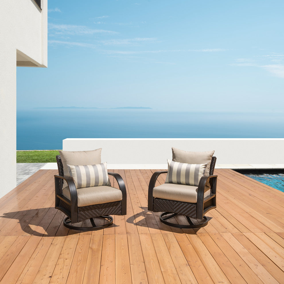 Barcelo 2 Piece Aluminum Outdoor Patio Motion Rotating Club Chairs, Slate Gray