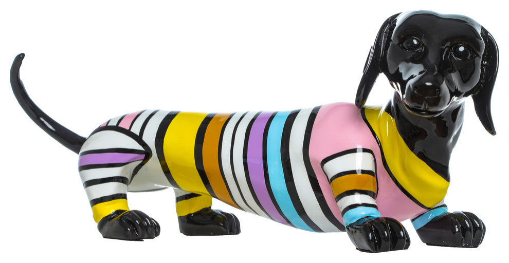Interior Illusions Plus stripe Dachshund Dog, 19" Long