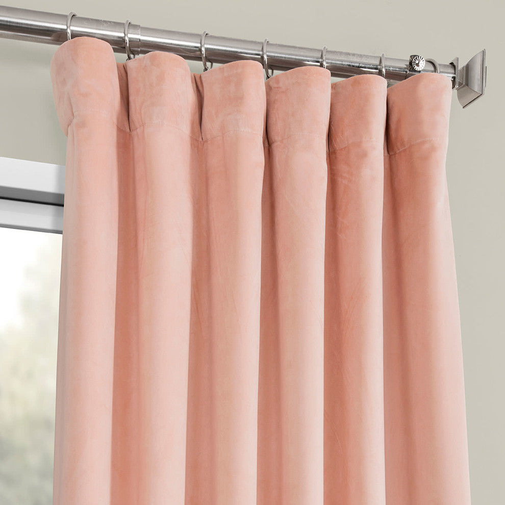 Heritage Plush Velvet Curtain Single Panel, Peach Blossom, 50"x108"