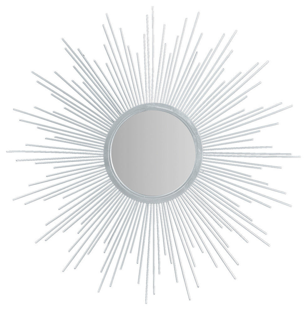 Madison Park Fiore Sunburst Wall Decor Mirror 29.5"D, Silver, Large