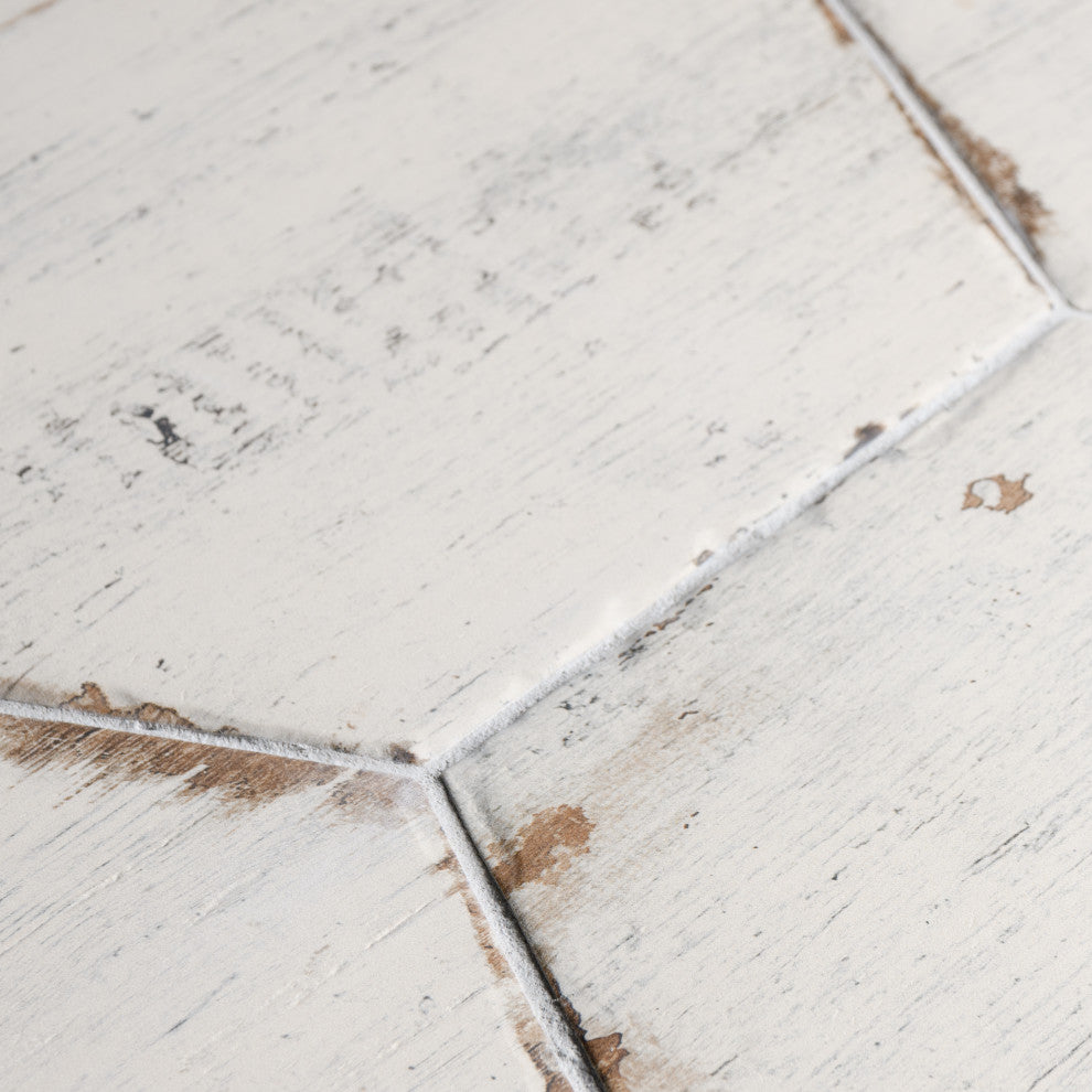 Retro Hex Porcelain Floor and Wall Tile, Blanc