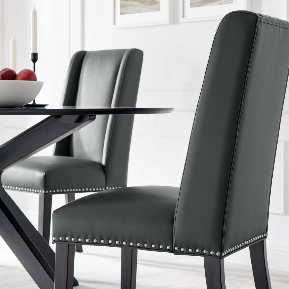 Baron Vegan Leather Dining Chair, Gray