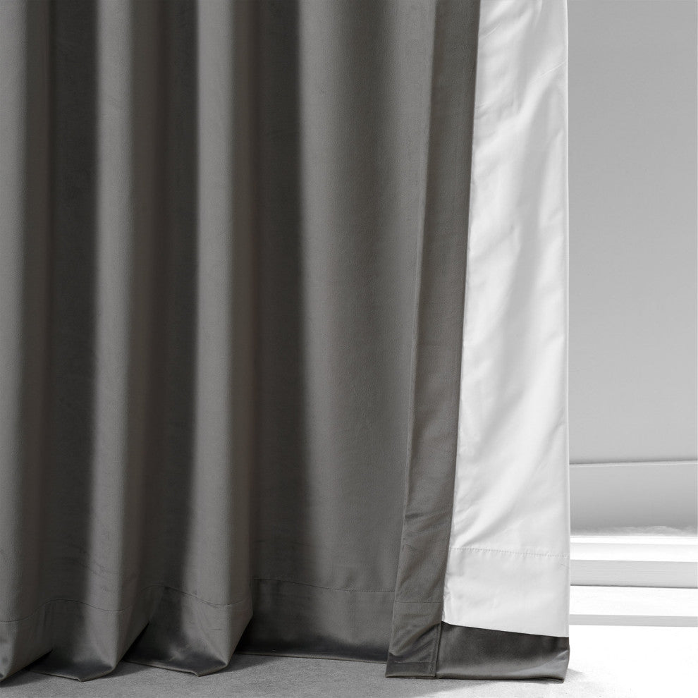 Signature Plush Velvet Blackout Curtain Single Panel, Nightlife Gray, 50"w X 84"l