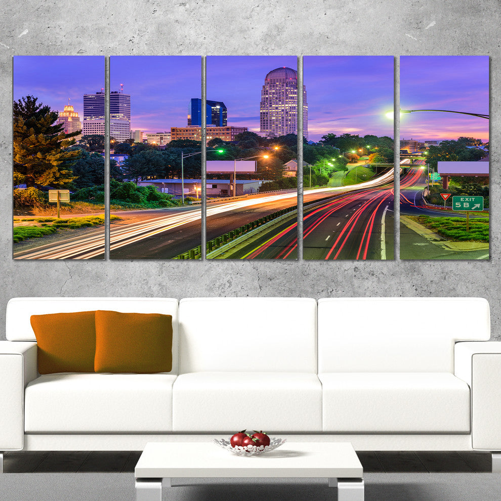 "Winston Salem North Carolina" Canvas Print60"x28", 5-Panels