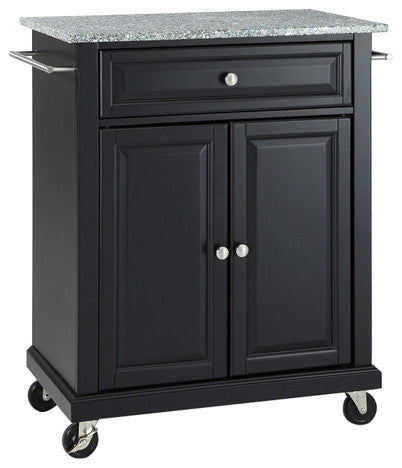 Solid Granite Top Portable Kitchen Cart, Island