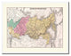 Russia Siberia Vintage Old Map Print On Canvas With Picture Frame 28" X 37"