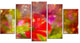 Beautiful Red Rural Summer Flowers, Floral Canvas Art Print, 60"x32", 5 Panels